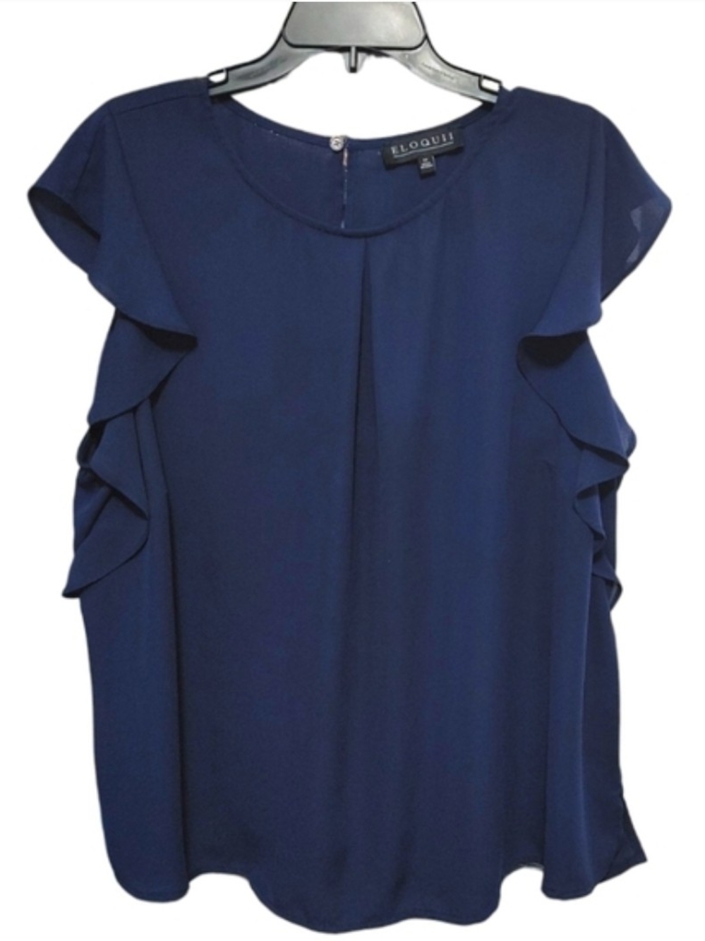 Eloquii Navy Ruffle Sleeve Blouse for Women Size 20